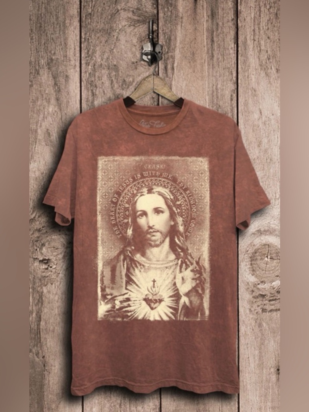 UNISEX Mineral Wash High Quality Wine Graphic Jesus Tee